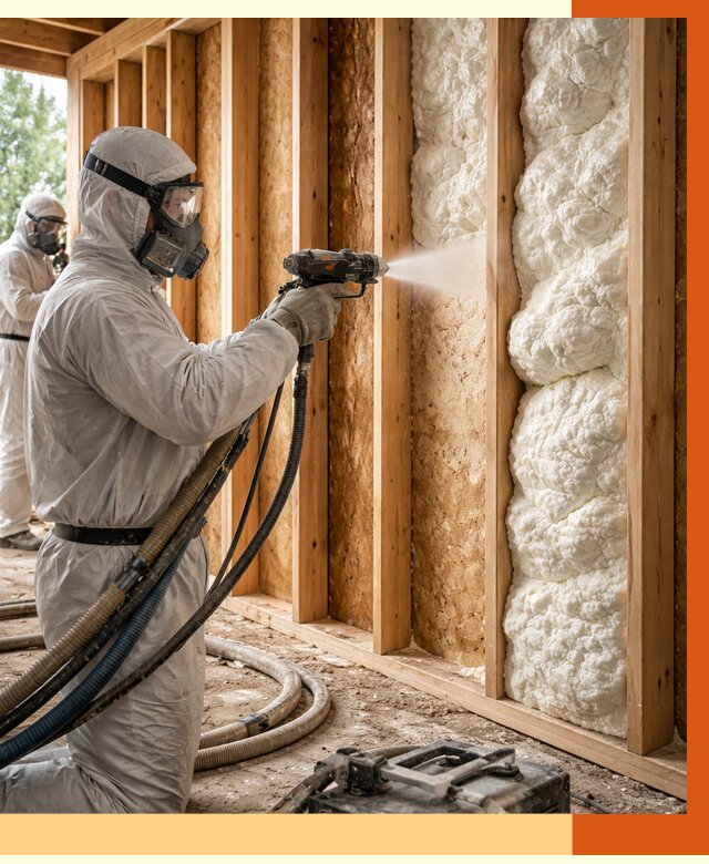 Утепление каркасного дома ППУ в октябрьском от 2900 руб./м2 — работа под ключ | ТепломастерКтб