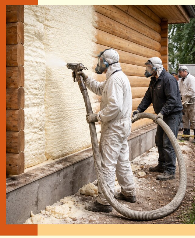 Утепление дома из бруса пенополиуретаном в октябрьском