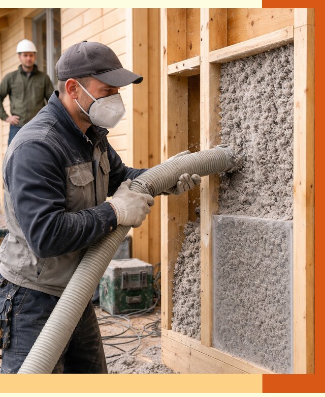 Утепление дома из бруса эковатой в октябрьском от 1916 руб/м2 | ТепломастерКтб