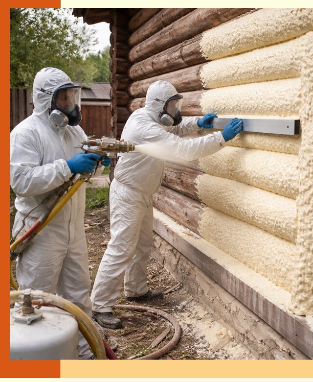 Утепление бревенчатого дома ППУ в октябрьском эффективной изоляцией