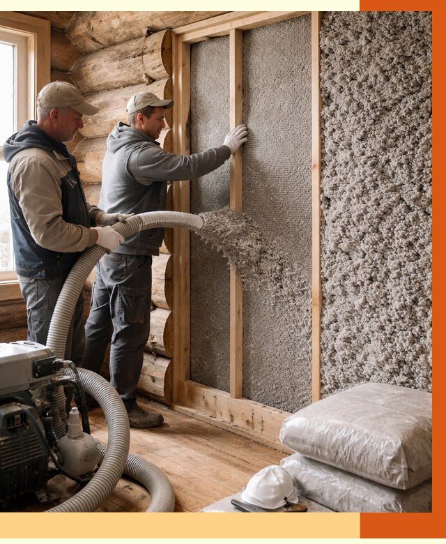 Утепление бревенчатого дома эковатой в октябрьском от 2848 руб. | ТепломастерКтб