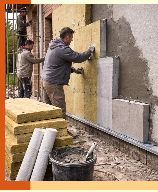 Утепление кирпичного дома под ключ в октябрьском