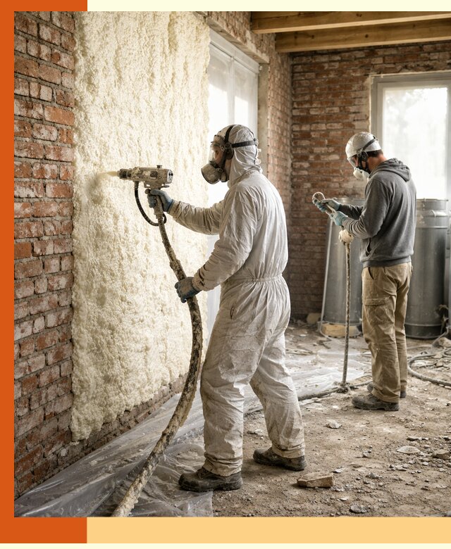 Утепление кирпичного дома пенополиуретаном в октябрьском