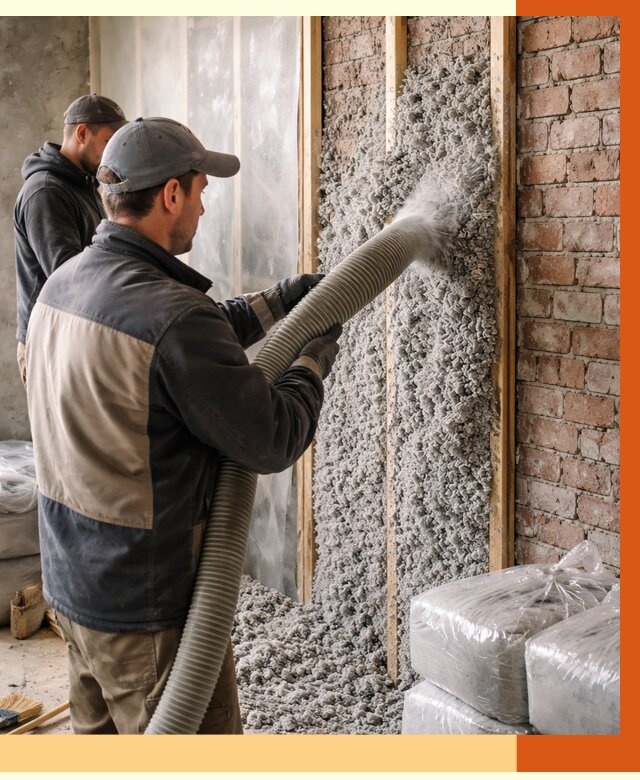 Утепление кирпичного дома эковатой в октябрьском от 2434 руб./м² | ТепломастерКтб