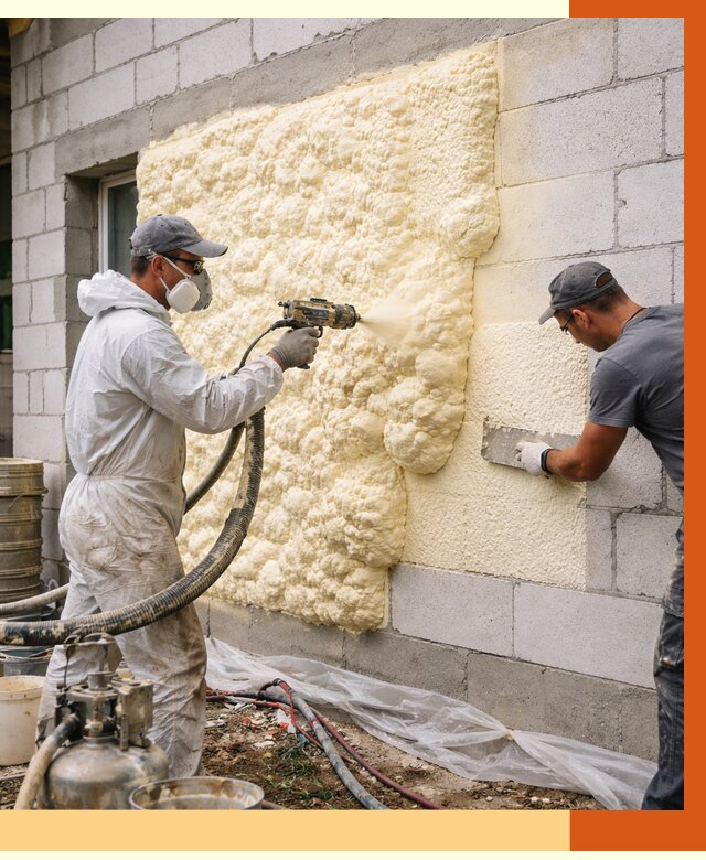 Утепление дома из газобетона ППУ в октябрьском от 4971 руб./м² под ключ | ТепломастерКтб