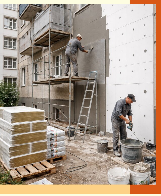 Утепление квартиры снаружи в октябрьском от 6370 руб/м2 под ключ | ТепломастерКтб