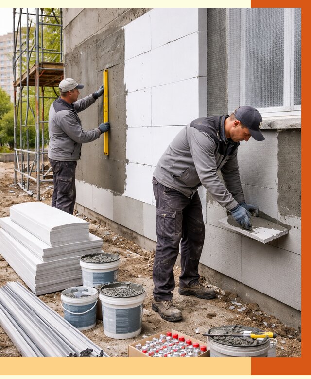 Утепление фасада и стен снаружи в октябрьском от 4350 руб. | ТепломастерКтб