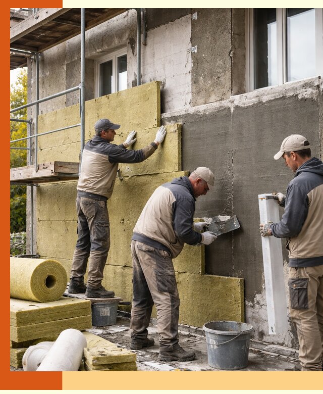 Утепление фасада зданий и домов в октябрьском