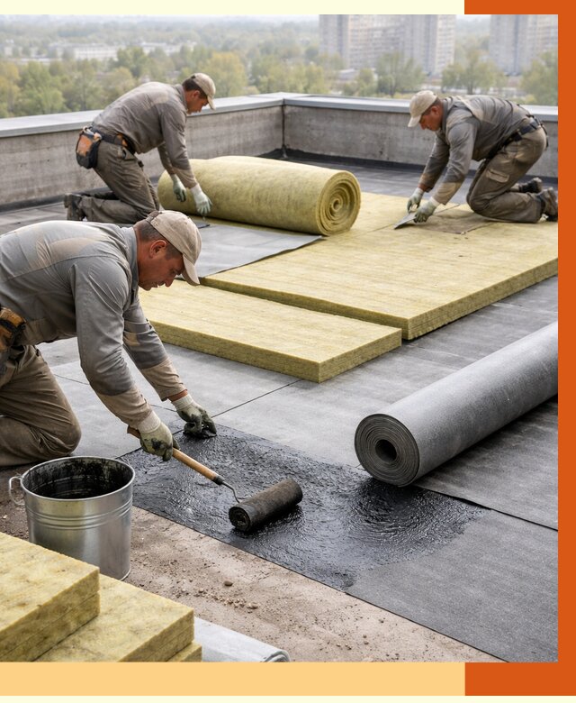 Утепление плоской крыши в октябрьском от 7457 руб./м2 под ключ | ТепломастерКтб