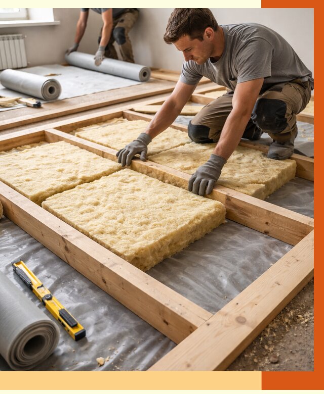 Утепление деревянного пола в октябрьском от 1554 руб./м2 под ключ | ТепломастерКтб