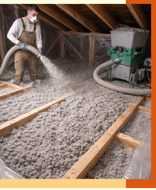 Утепление чердака эковатой в октябрьском от 1502 руб/м2 — заказать у ТепломастерКтб