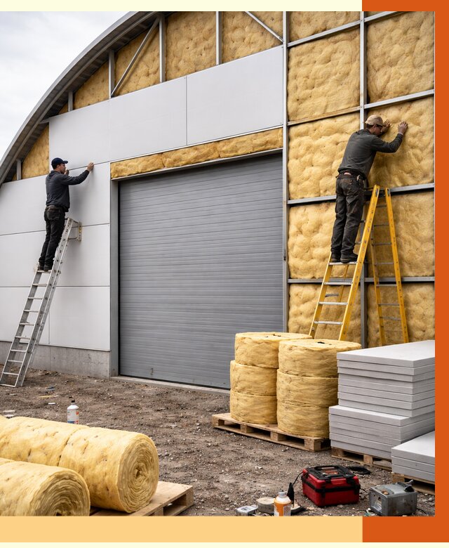 Утепление ангара пенополиуретаном в октябрьском от 7457 руб./м² — комплекс от ТепломастерКтб