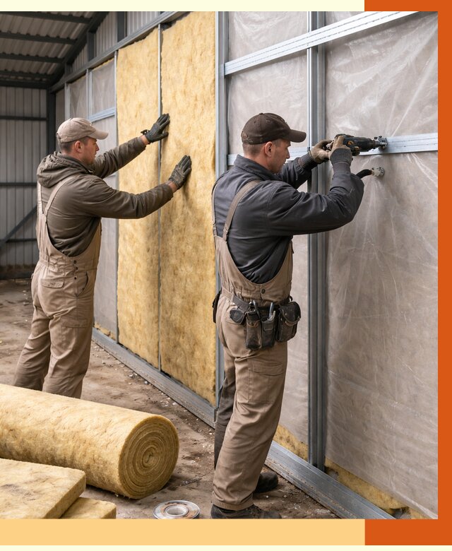 Утепление металлического ангара в октябрьском от 4920 руб/м2 — услуги под ключ | ТепломастерКтб