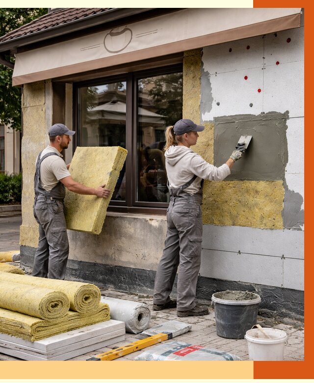 Утепление кафе в октябрьском от 4350 руб/м2 — комплексно под ключ | ТепломастерКтб