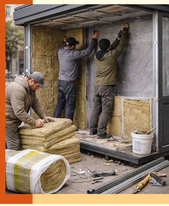 Утепление павильона шаурмы под ключ в октябрьском