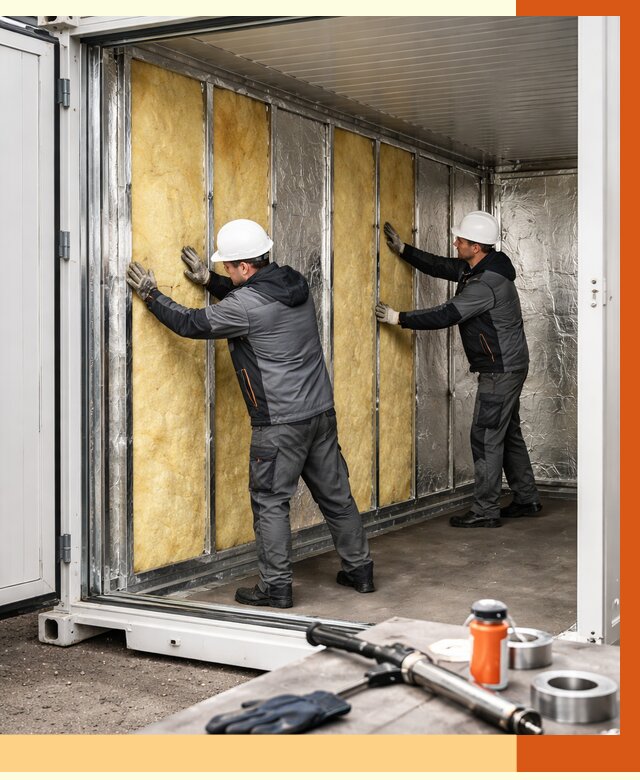 Утепление рефрижераторного контейнера в октябрьском от 46607 руб./м² | ТепломастерКтб