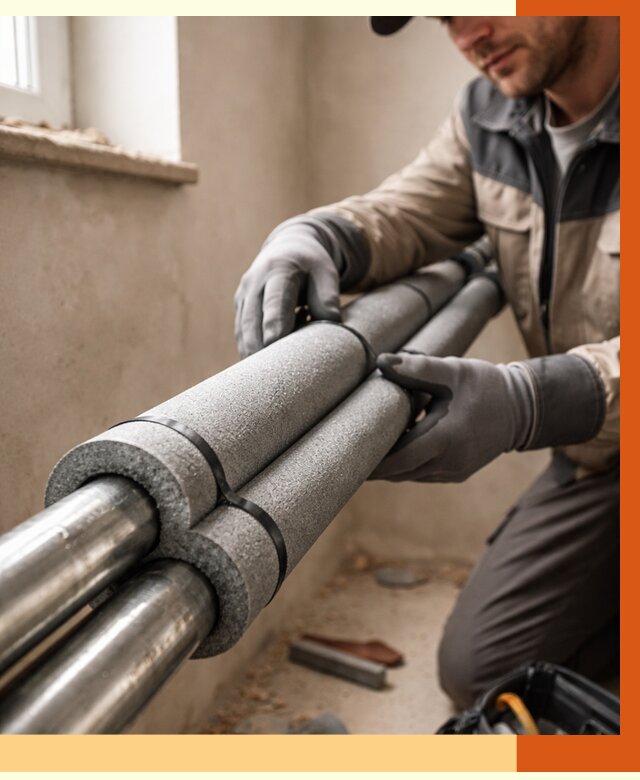 Утепление труб отопления в октябрьском от 2952 руб. за м² — услуги под ключ | ТепломастерКтб