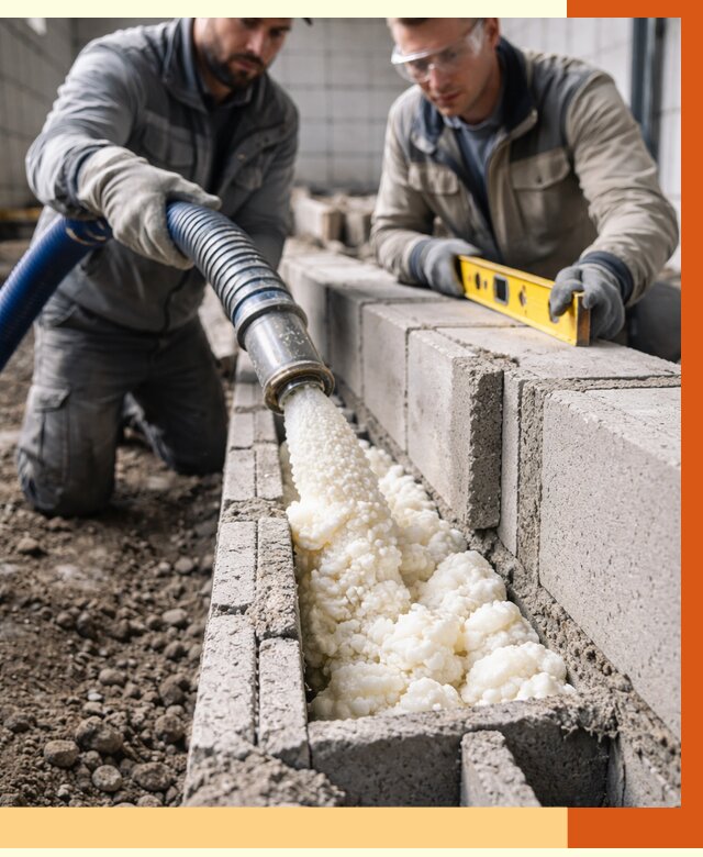 Заполнение колодцевой кладки ППУ в октябрьском от 4350 руб. за м2 | ТепломастерКтб