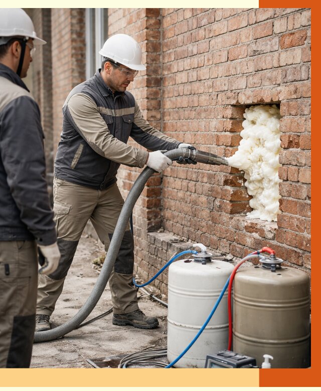 Заливка ППУ в пустоты кирпичной стены в октябрьском от 2848 руб. | ТепломастерКтб