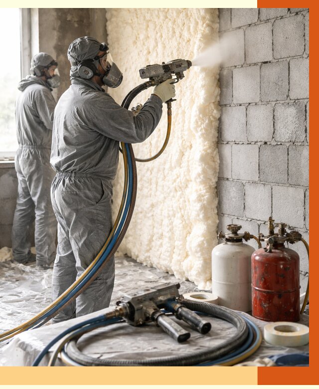 Утепление блочной стены ППУ в октябрьском от 4402 руб./м² — ТепломастерКтб