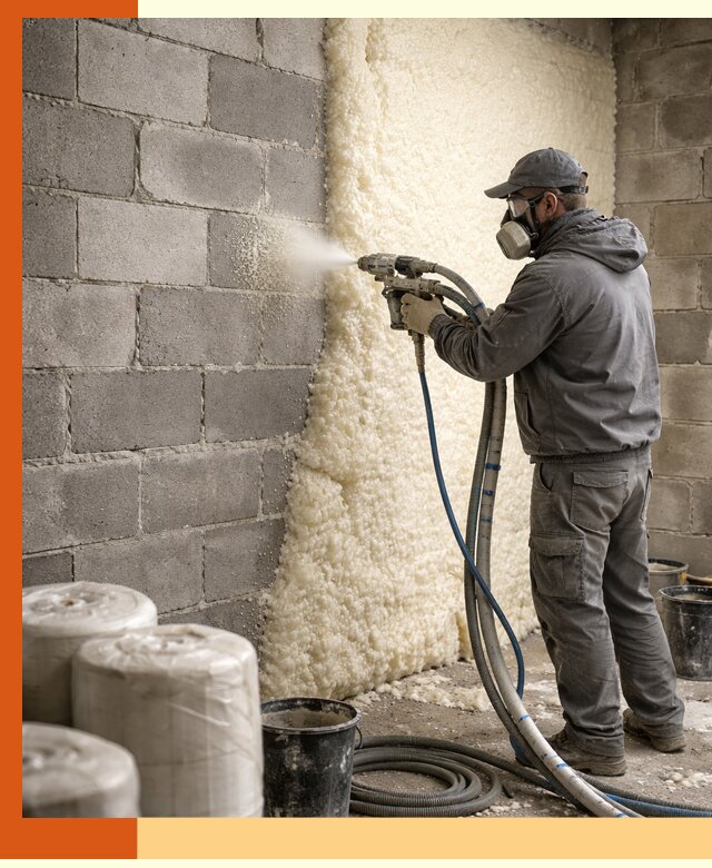 Утепление блочной стены ППУ в октябрьском качественно и надёжно