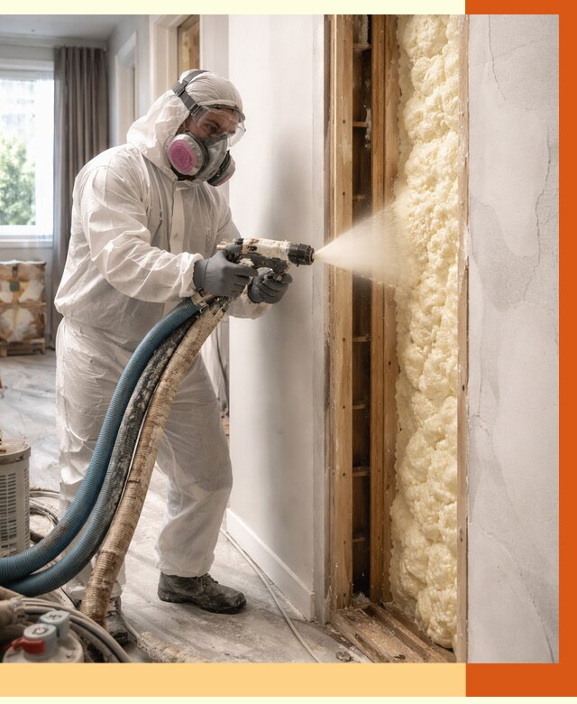 Межстеновое утепление ППУ в октябрьском от 2848 руб/м2 — межстенное утепление под ключ | ТепломастерКтб