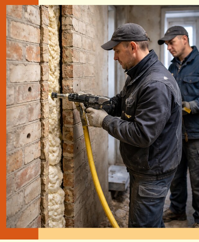 Межстеновое утепление пенополиуретаном в октябрьском