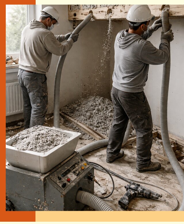 Заполнение пустот перекрытий пеной и наполнителями в октябрьском