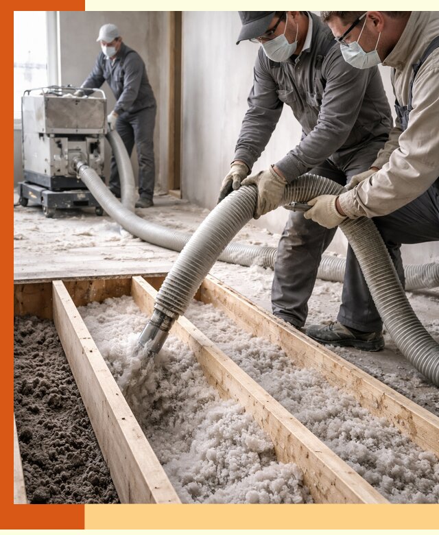 Заполнение полостей межэтажного перекрытия в октябрьском эффективно и герметично