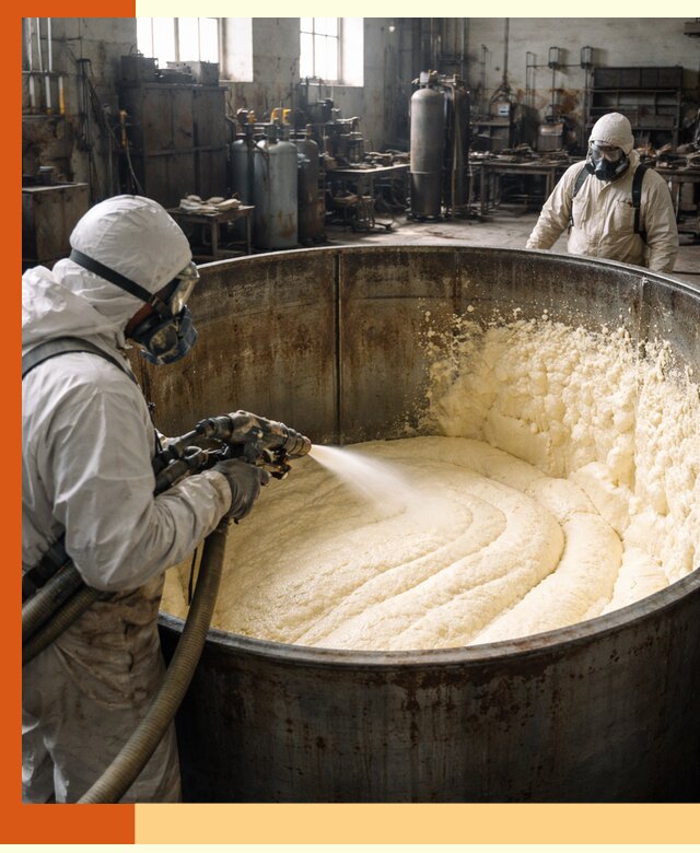 Заливка ппу в емкости с полной изоляцией и герметизацией в октябрьском