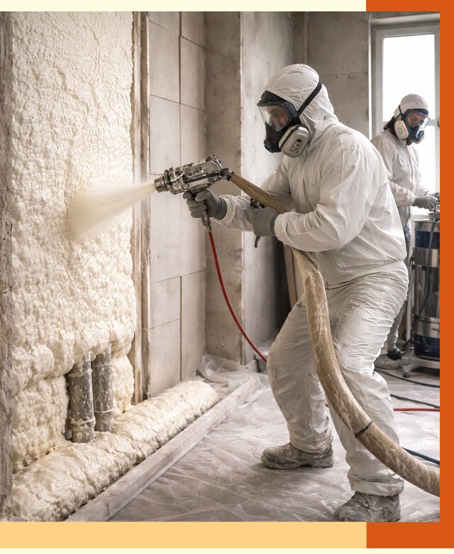 Напыление пенополиуретана в октябрьском от 7768 руб./м2 — услуги и монтаж ППУ | ТепломастерКтб