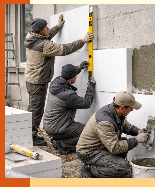 Утепление пенопластом наружных стен и фасадов в октябрьском