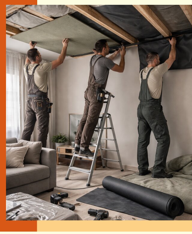 Шумоизоляция потолка в октябрьском — профессиональное устранение шумов