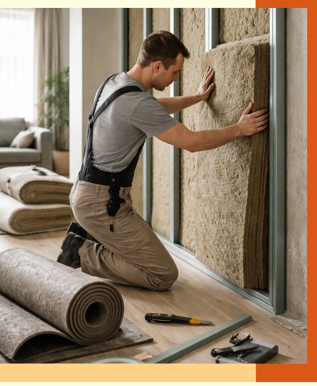 Шумоизоляция перегородок в октябрьском от 1709 руб. за м2 — ТепломастерКтб