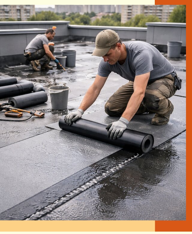 Гидроизоляция плоской кровли в октябрьском от 4661 руб./м2 — профессионально | ТепломастерКтб