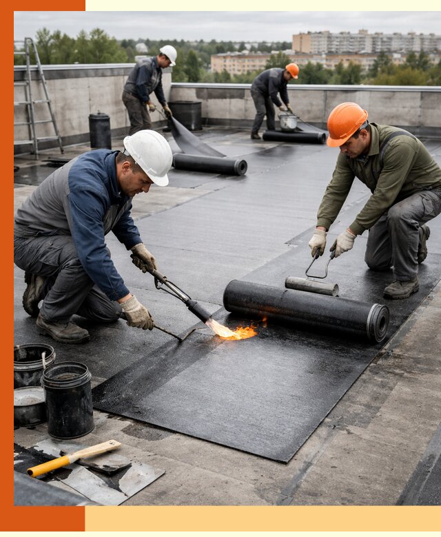 Профессиональная гидроизоляция плоской кровли в октябрьском