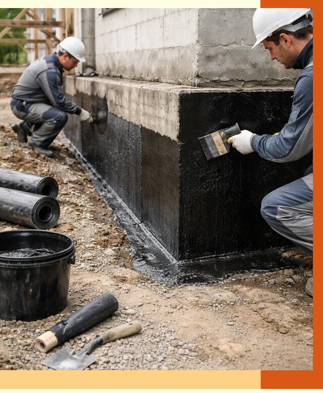 Гидроизоляция фундамента в октябрьском от 1295 руб. — профессионально, под ключ | ТепломастерКтб