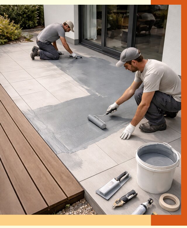 Гидроизоляция террасы в октябрьском под ключ от 7768 руб./м² | ТепломастерКтб