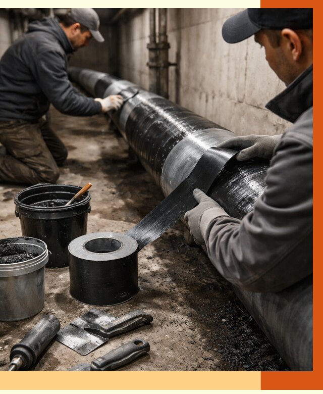 Гидроизоляция труб в октябрьском от 2589 руб. — профессиональная герметизация | ТепломастерКтб