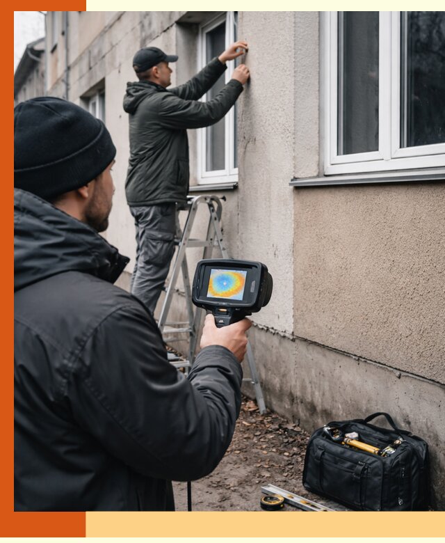 Тепловизионное обследование фасада в октябрьском для выявления дефектов