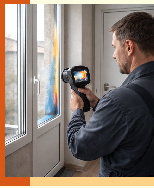 Тепловизионное обследование окон и дверей в октябрьском