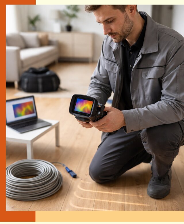 Тепловизионное обследование тёплого пола в октябрьском для точной диагностики