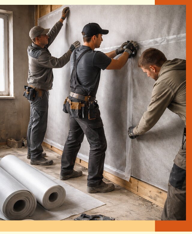 Монтаж ветроизоляции в октябрьском от 4661 руб./м2 — профессионально | ТепломастерКтб