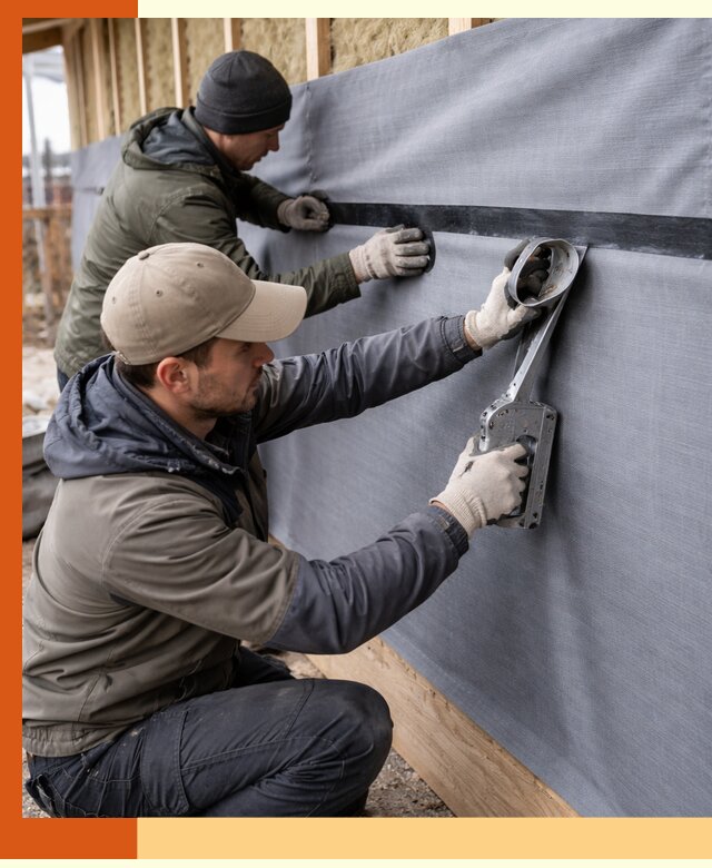 Монтаж ветроизоляции зданий и конструкций в октябрьском